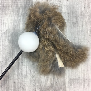 Cat toy | Rabbit fur & rattle cat teaser toy | Rabbit fur cat toy | Cat teaser toy | fur cat toy | Interactive cat toy | Rattle toy