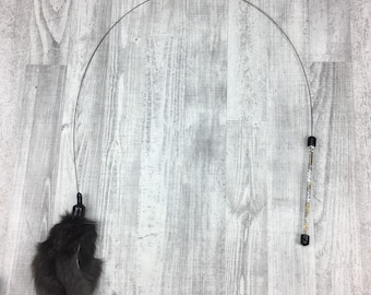 Cat toy | XL rabbit fur on a wire cat teaser toy | Rabbit skin cat teaser toy | Very durable cat toy | Strong cat toy | Interactive cat toy