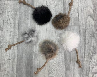 Brinquedo de pelo de coelho para gatos: brinquedos artesanais para arremesso de iscas (conjunto de 5 a 10 peças)