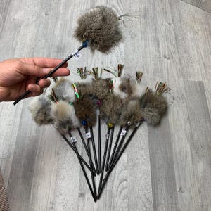 Dozen of rabbit fur cat/ kitten teasers | cat toys