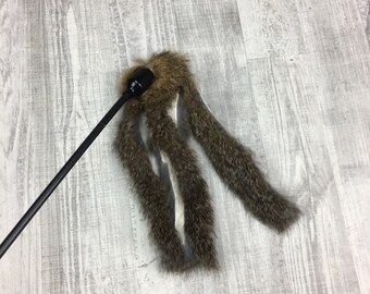 Cat toy | XL Rabbit fur cat teaser toy | Rabbit fur cat toy | Cat teaser toy | Natural fur cat toy | Interactive cat toy |