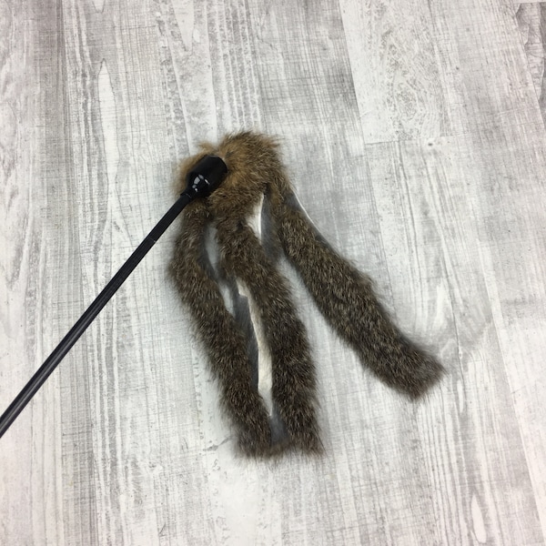 Cat toy | XL Rabbit fur cat teaser toy | Rabbit fur cat toy | Cat teaser toy | Natural fur cat toy | Interactive cat toy |