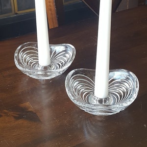 Vintage Royal Crystal Rock AUREA Single Light Candle Holders/24% Lead Crystal - Sold as a PAIR
