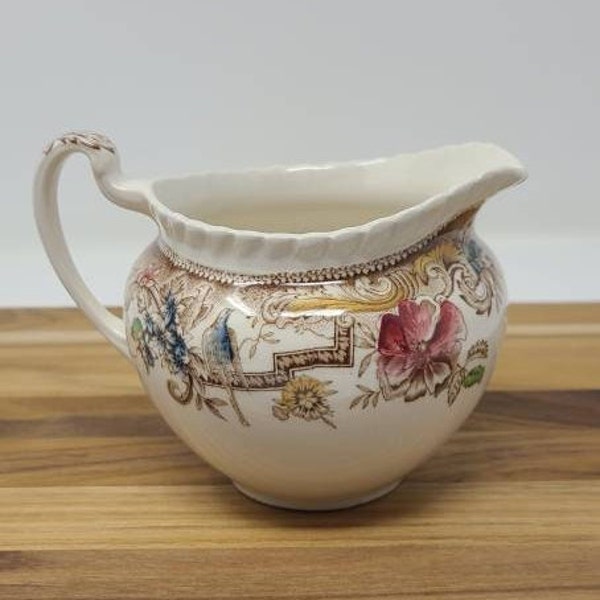 1940's Johnson Brothers DEVONSHIRE China Creamer -  Hand colored brown transfer