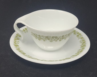 1972-1986 Corelle Corning VERT FLEUR DU PRINTEMPS Tasse plate et soucoupe