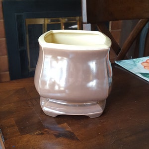 Vintage Redwing Brown & Yellow #806 Footed Planter
