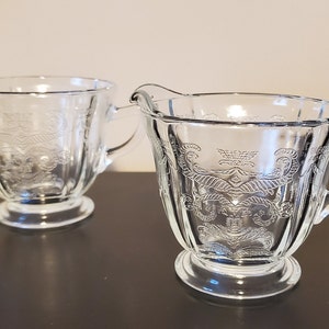 1980&#39;s Indiana Glass RECOLLECTIONS Open Sugar Bowl and Creamer - Set of Two