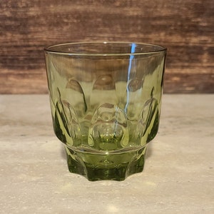 1970&#39;s Hazel Atlas REFLECTIONS GREEN 6-Ounce Flat Tumbler (CCC markers mark)