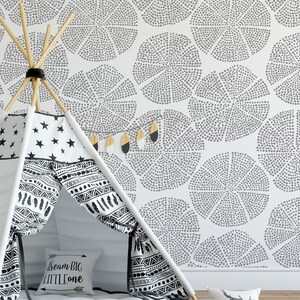 SMELL of WOOD Wall Stencil, Geometric Stencil, Large Wall Stencil, Scandinavian Stencil Pattern for DIY Projects, Hand Drawn Design s045
