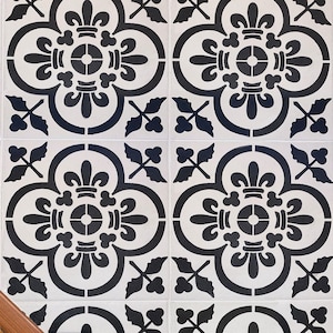 Concrete Tile Stencil ROYAL, Tile Stencils for Painting Floors and Walls, Tile Stencil for DIY Projects, Hand Drawn Design - s048