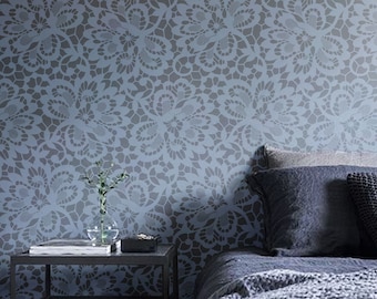 Olivia Lace Wall Stencil for Painting, Wallpaper Look, Traditional English Lace Floral Stencil, Lace Wall Furniture Floor Stencil #s040