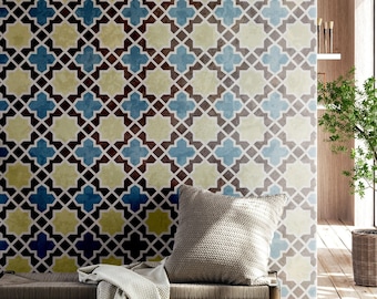 MEDINA Wall Stencil, Moroccan Stencil, Stencil for Floor and Wall, Concrete Tile Stencil, Moroccan Tile Stencil for Easy DIY Home Décor s076