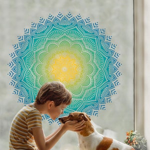 SUNSHINE Mandala Decal, Mandala Sun Catcher, Window Mandala Sticker, Mandala Glass Decal, Window  Decoration, Boho & Hippie Decor z024