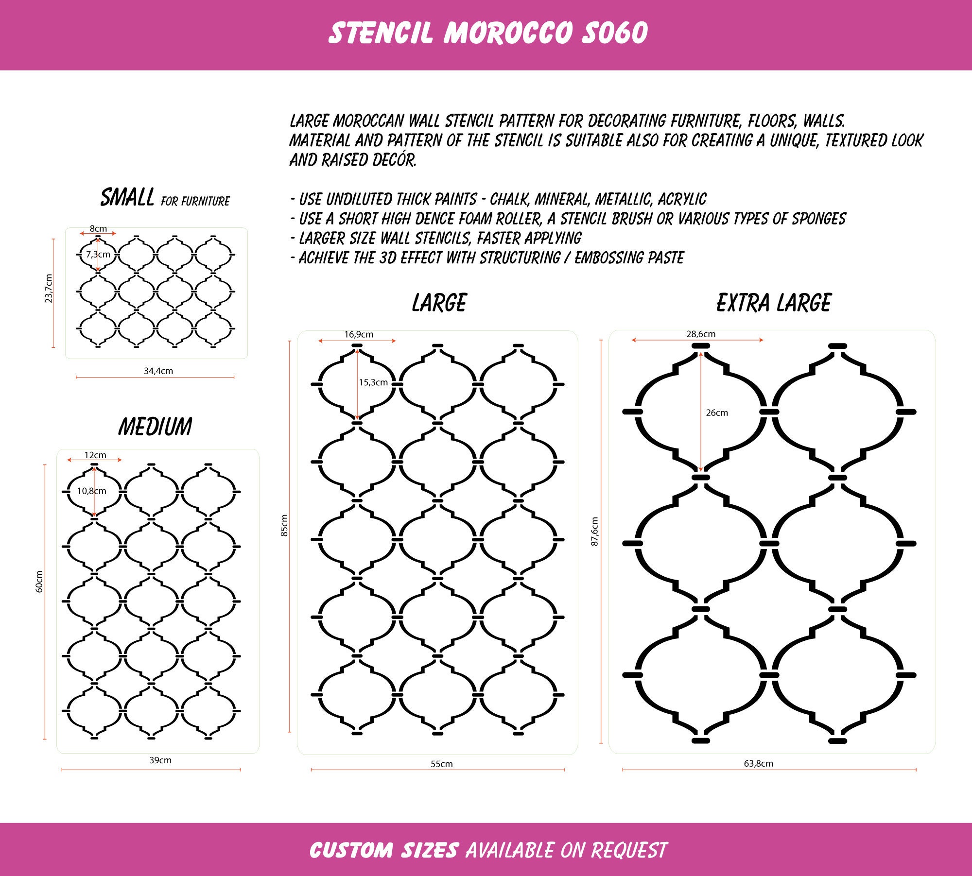 Large MOROCCAN Wall Stencil Pattern, Wall Stencil MOROCCO, Marrakech ...
