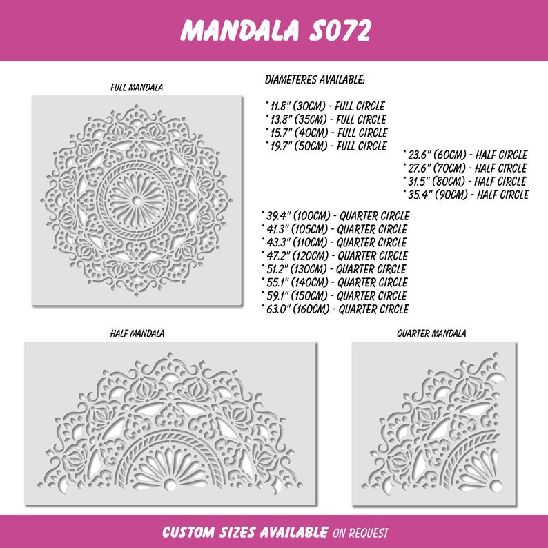 Mandalay Patterns Stencil Mandala MANDALAY, Stencil Mandala Pattern for DIY, Stencil for ...