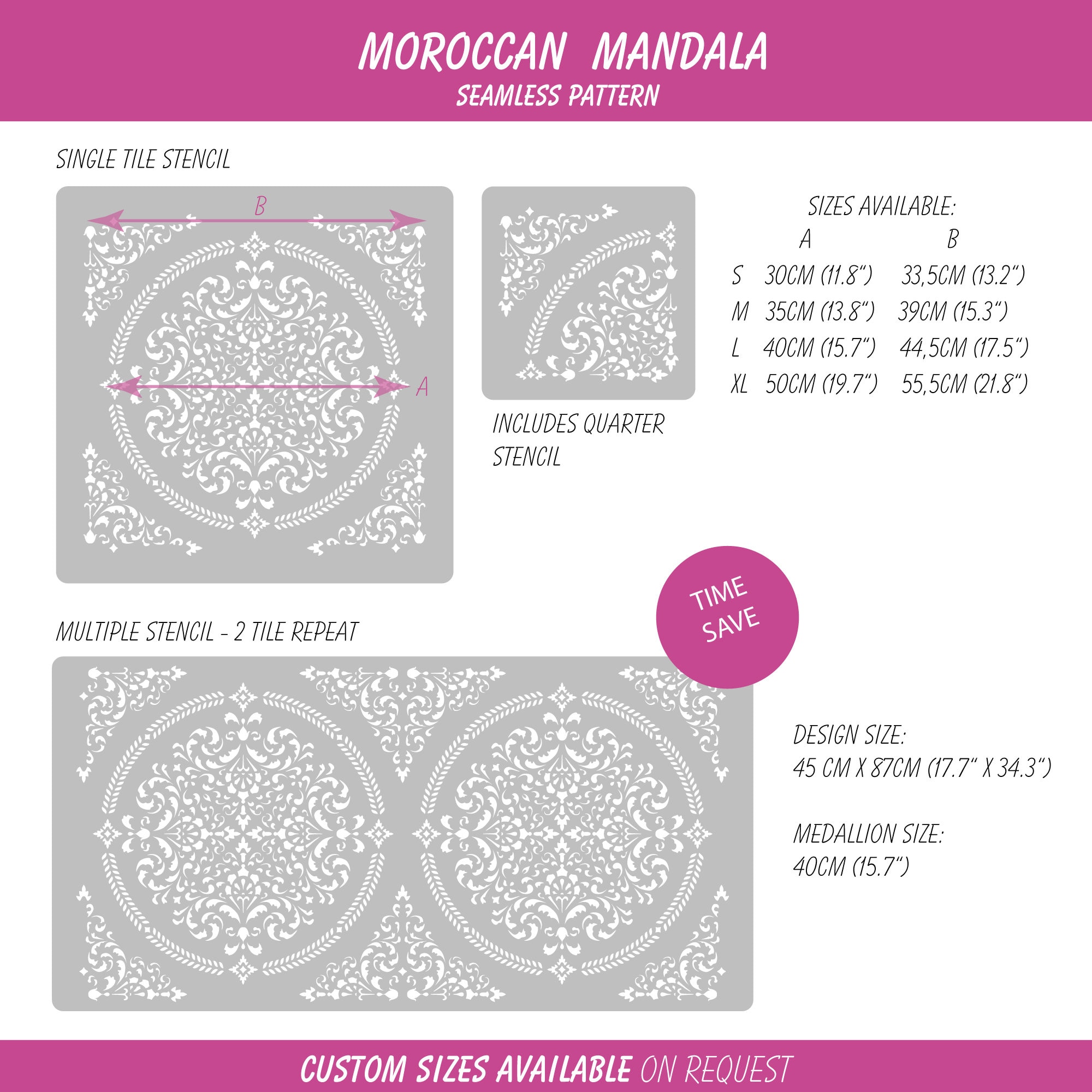 Moroccan Mandala Stencil - Seamless Pattern - Stencil Mandala Pattern ...