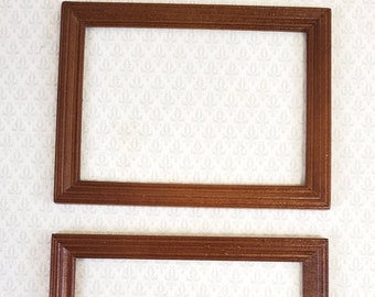 Dollhouse Miniature Picture Frame Large Walnut for Painting x2 Wood 1:12 Scale