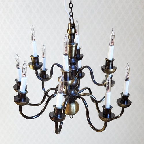 Dollhouse Miniature Chandelier Gold 6 Arm 112 Scale 12 Volt Etsy