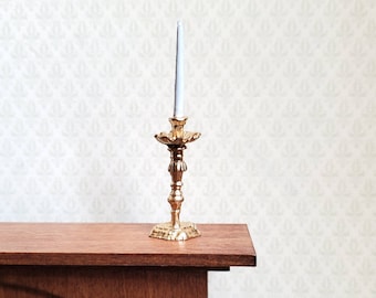 2Pcs Gold Miniature Candle Holders - 1/12 Scale Dollhouse Accessories 0.4x0.4x1.1 Inch