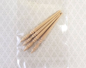 Dollhouse Miniature Spindles Furniture Legs or Posts Wood 4 Pieces 1:12 Scale 2" HW12014