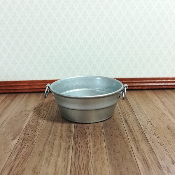 Dollhouse Miniature Metal Vat Bathtub Round "Galvanized" with Handles 1:12 Scale