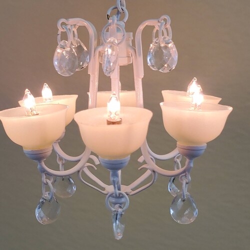 Dollhouse Miniature Chandelier Gold 6 Arm 112 Scale 12 Volt Etsy