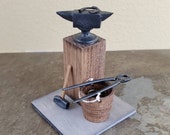 Dollhouse Miniature Blacksmith Set Anvil Tongs Bucket Horseshoe 1 12 Scale