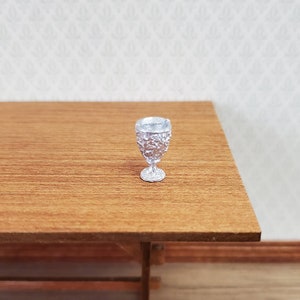 Dollhouse Miniature Goblet Silver Metal Ornate 1:12 Scale Hand Painted