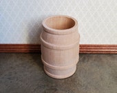 Dollhouse Miniature Whiskey or Rain Barrel Keg 1 12 Scale Unfinished Wood 1 7 8 quot