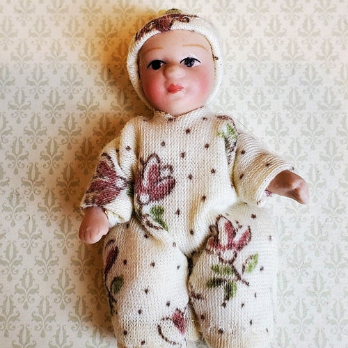 Dollhouse Miniature Baby Doll Porcelain Moveable 112 Scale Etsy