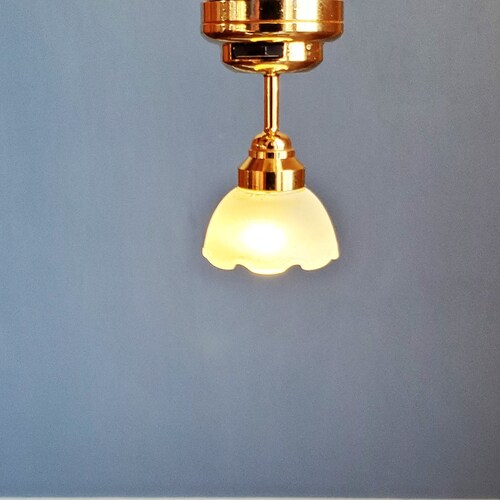 Dollhouse Battery Ceiling Light 2 Arm Clear Globes 112 Scale Etsy