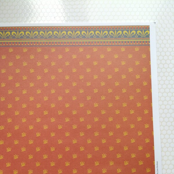 Dollhouse Brodnax Wallpaper "Jubilee" Red/Orange Gold Blue 1:12 Scale