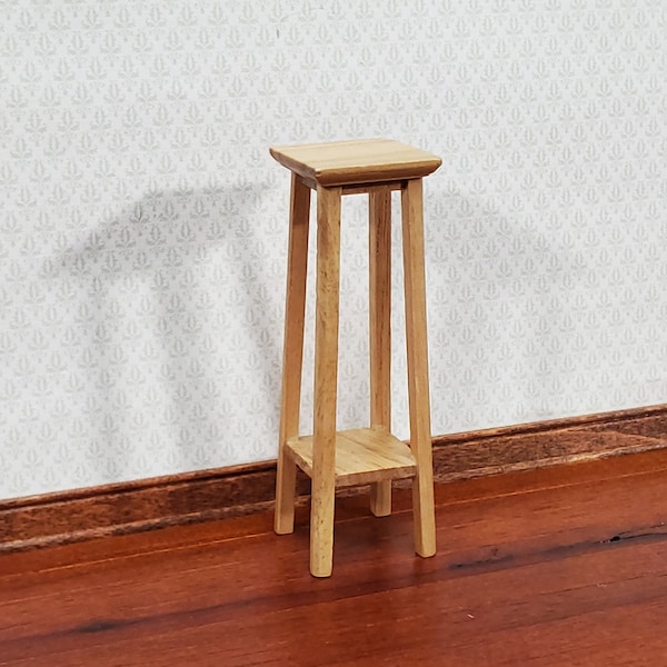 Dollhouse Fern or Plant Stand Tall Wood Light Oak Finish 1:12 Scale Miniature Furniture