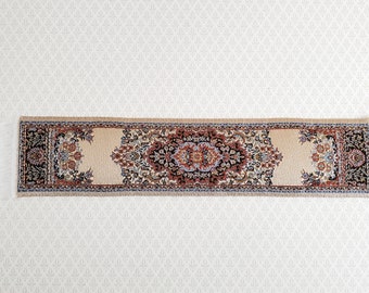 Dollhouse Miniature Narrow Carpet Rug Runner Beige Woven Fabric 1:12 Scale