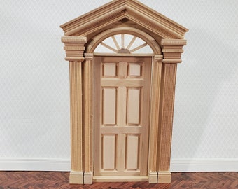 Dollhouse Exterior Door Large Fancy with Columns  1:12 Scale Miniature Fairy Door