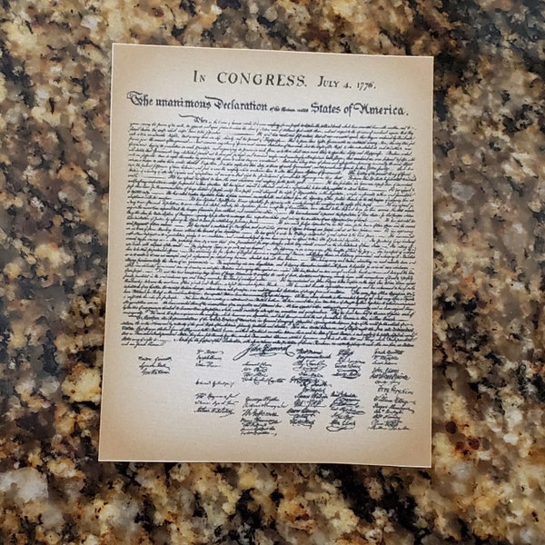Tiny Miniature Copy of The Declaration of Independence on Paper Dollhouse Prop