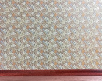 Dollhouse Brodnax Wallpaper Striped Pale Green Cream Tan /"Carlton/" 1:12 Scale
