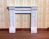 Dollhouse Miniature Fireplace Surround Victorian with Flowers White Resin 1 12 Scale