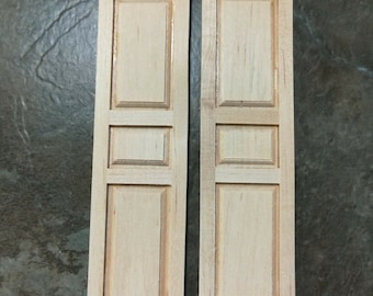 Dollhouse Miniature Shutters Three Panel 1:12 Scale Package of 2
