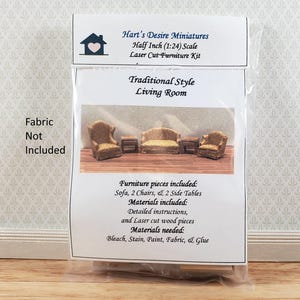 Dollhouse HALF SCALE Furniture Kit DIY Living Room Set Traditional 1:24 Sofa+