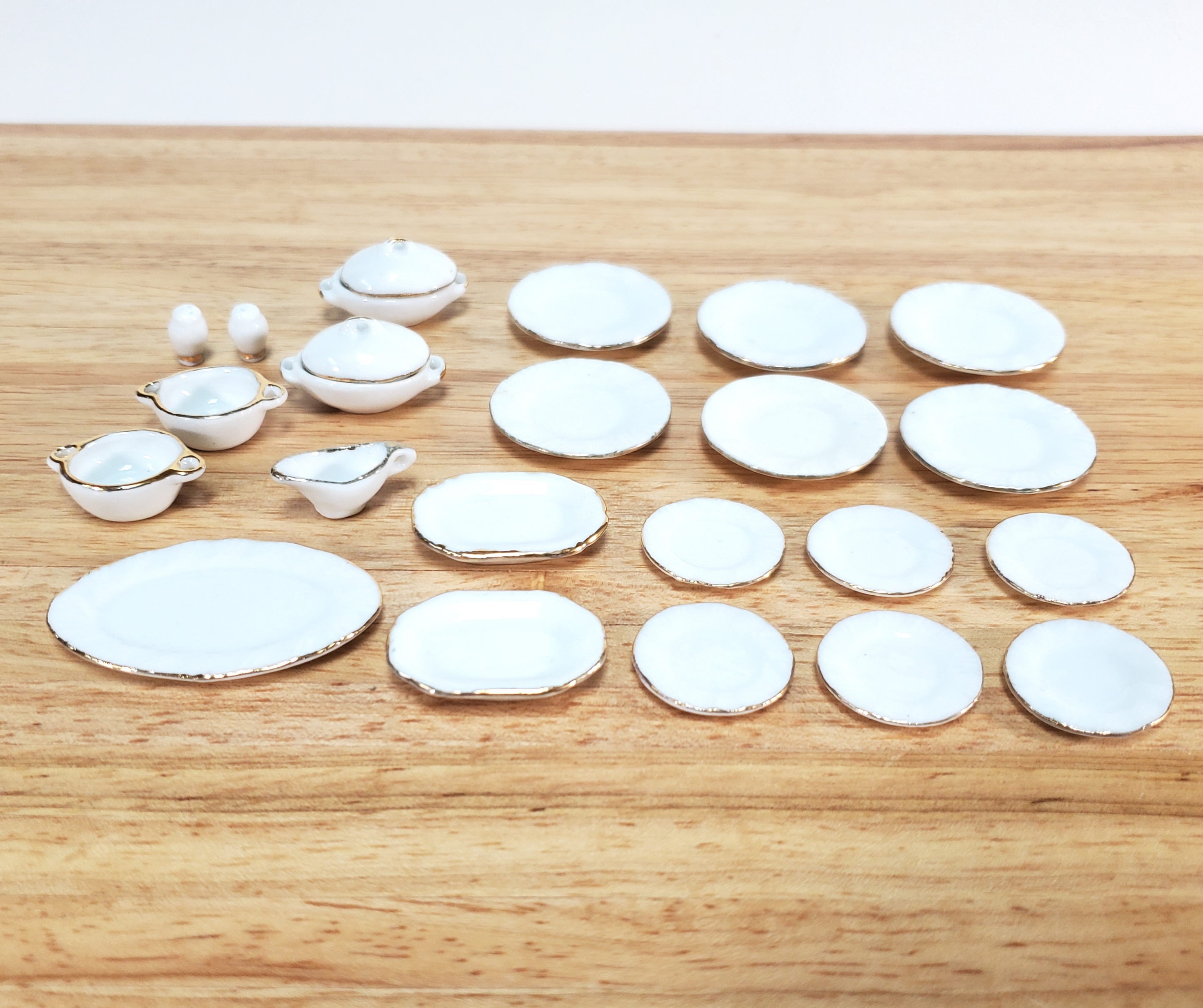 Miniature 1:6 Scale Dinner Set White & Gold Plates Plater | Etsy