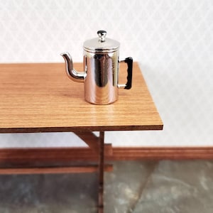 Dollhouse Miniature Coffee Pot Tall Silver & Black Metal 1:12 Scale Kitchen Accessories