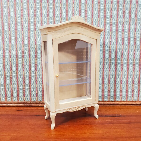 Dollhouse Large Curio Cabinet with Door Unpainted Wood 1:12 Scale Miniature Furniture