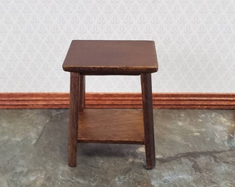 Dollhouse Miniature Fern or Plant Stand Side Table Walnut Finish 1:12 Scale Furniture