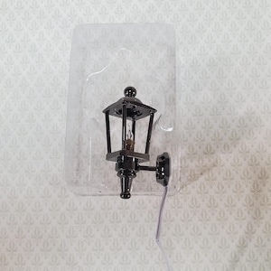 Dollhouse Carriage Coach Lamp Black Chrome 1:12 Scale 12 Volt with Plug Porch Light