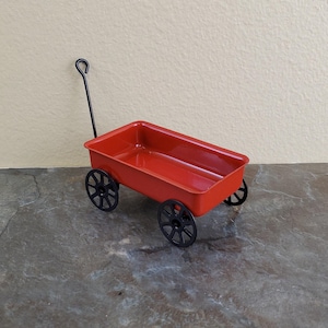 Dollhouse Miniature Little Red Wagon with Turning Wheels Metal 1:12 Scale