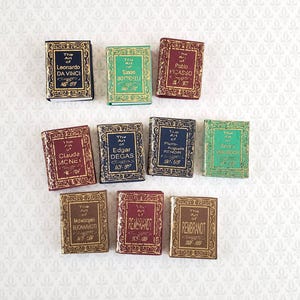 Dollhouse Miniature Book Set x10 Artists 1:12 Scale Books (blank inside)