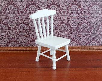 Dollhouse Miniature Kitchen Chair Spindle Back White Finish Wood 1:12 Scale Furniture