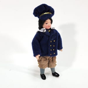 Dollhouse Victorian Boy in Blue Son Doll Porcelain 1:12 Scale Miniature Family
