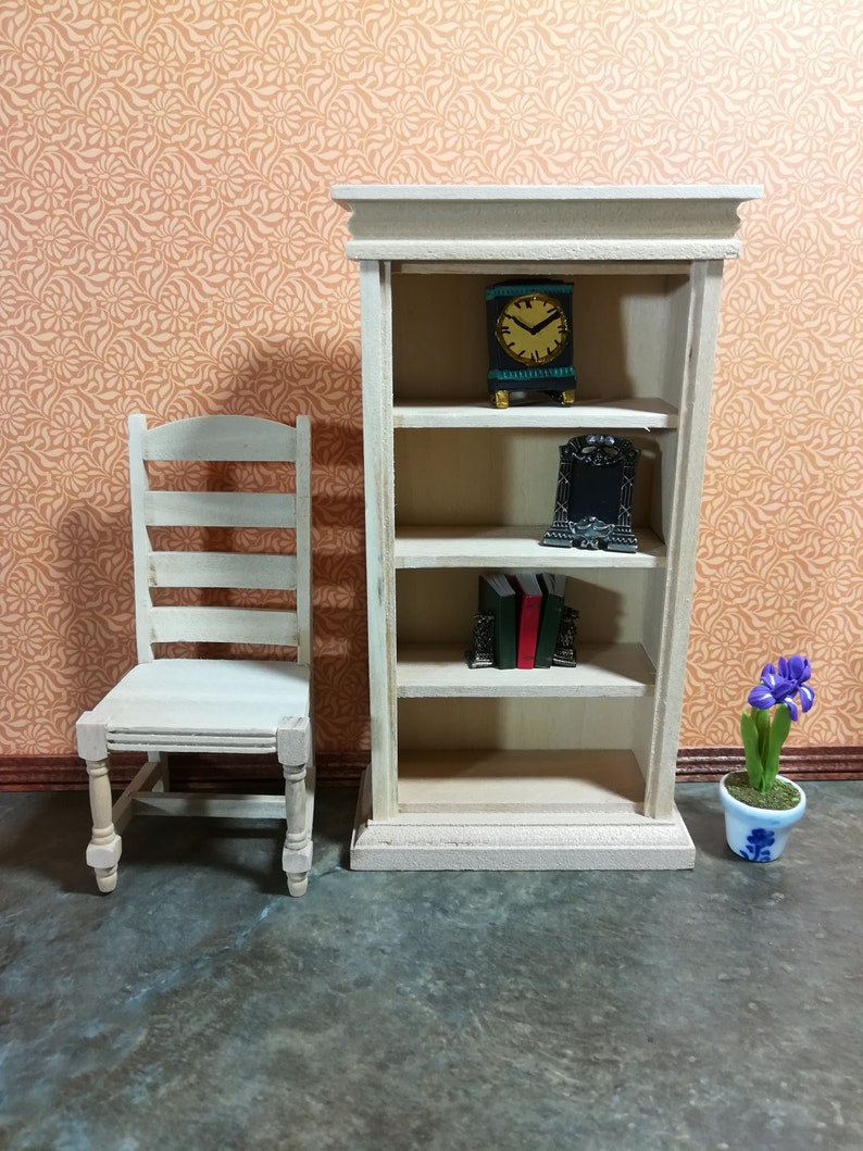 Dollhouse Miniature Bookshelf 4 Shelves 112 Scale Furniture Etsy